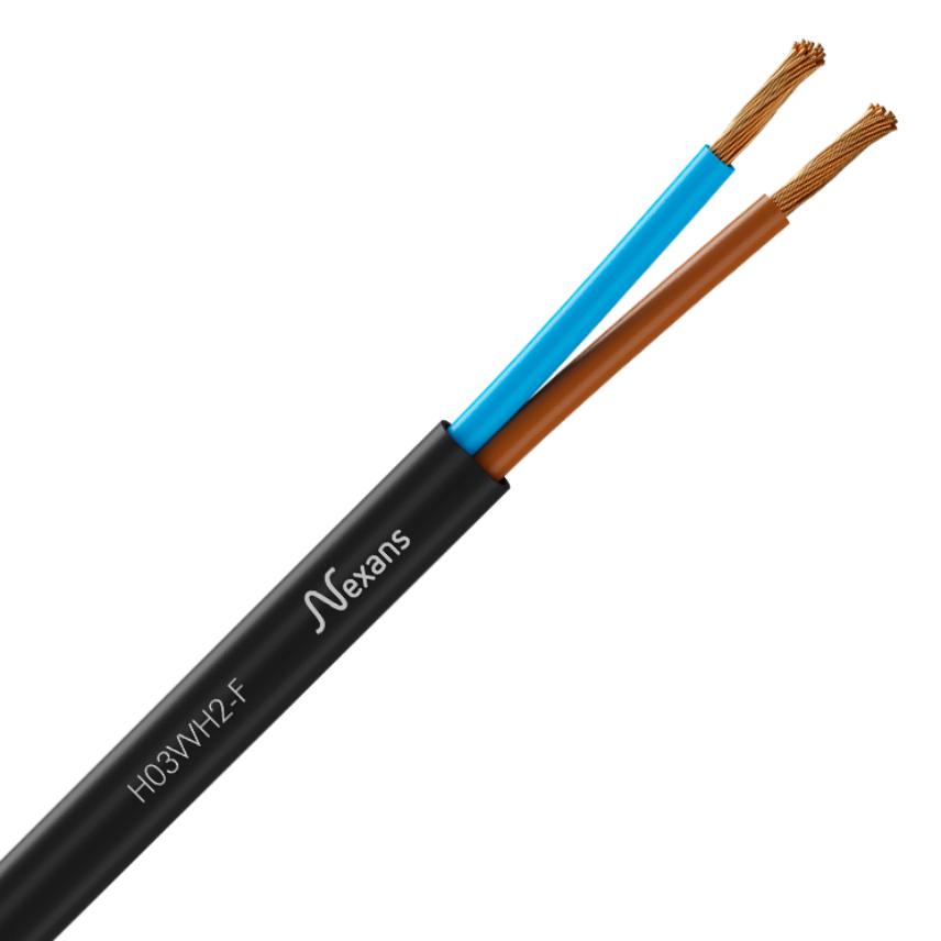 H03VVH2-F 2x0.75 Black Coil of  25 m (in Box of 20 coils)