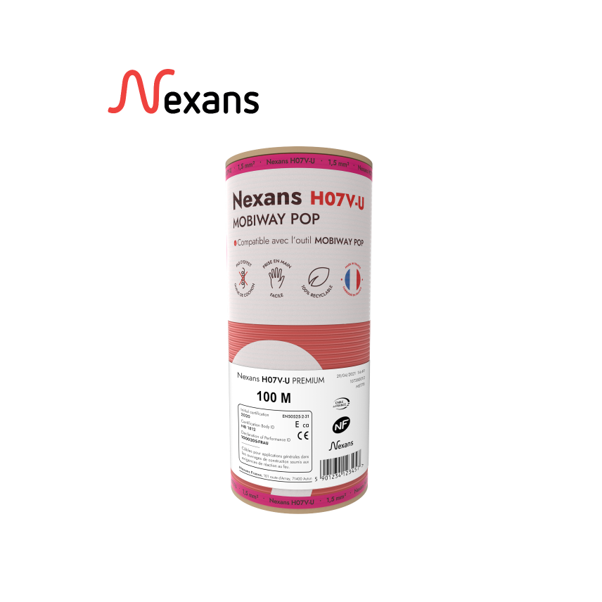 Nexans H07V-U MOBIWAY POP 1x1.5 red D100 (1/3 pal)